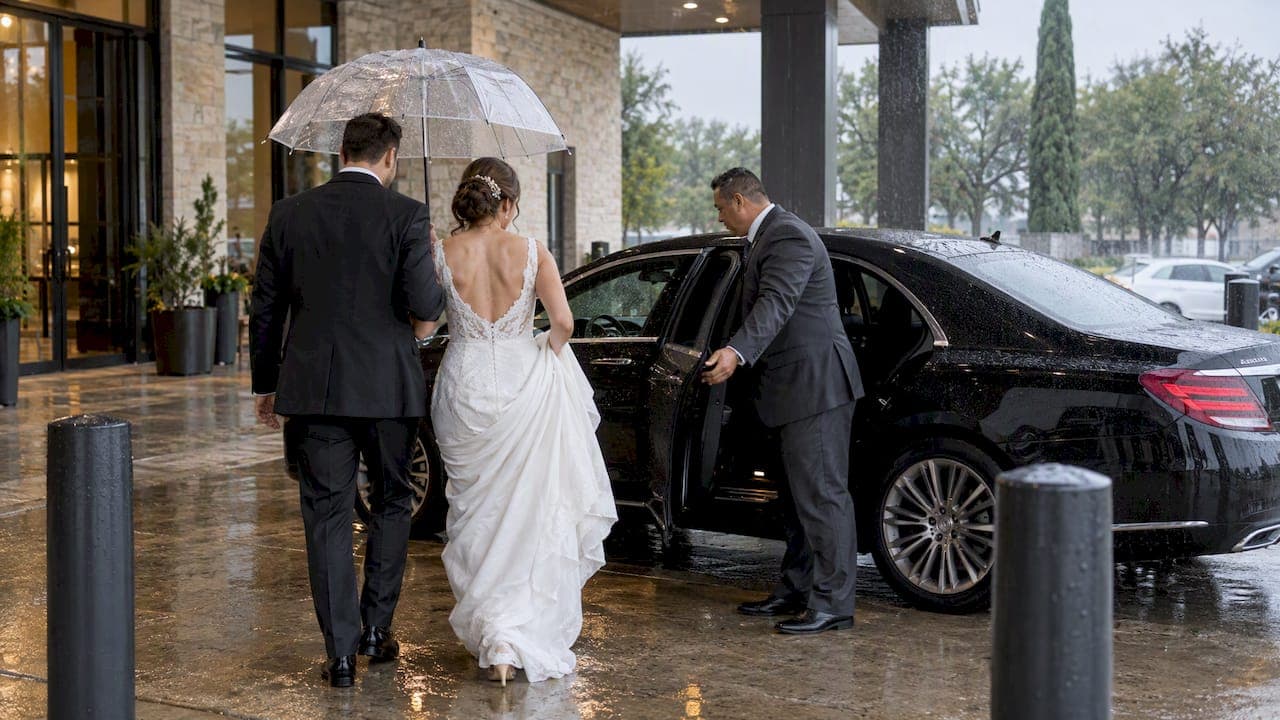 Stop Rain Day Chaos for Couples: 4 Must Haves for Wedding Transport