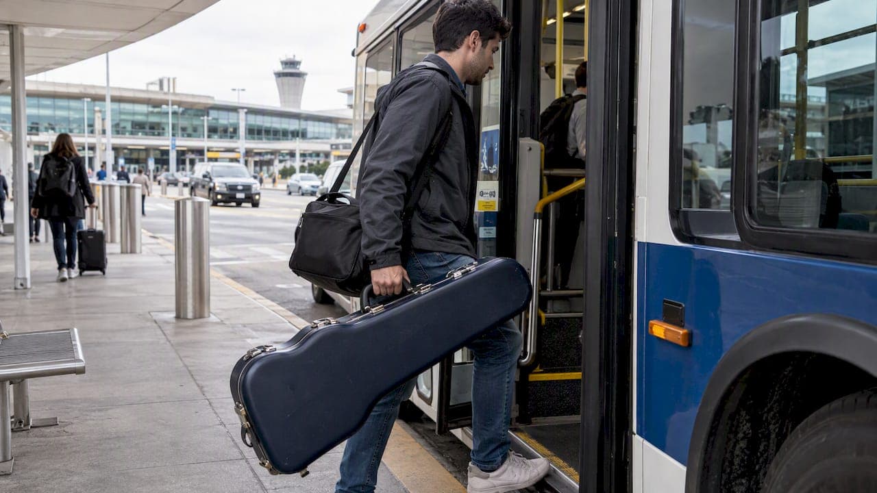Instrument Transport: 2 Bus Routes at Austin Airport, Room for Gear